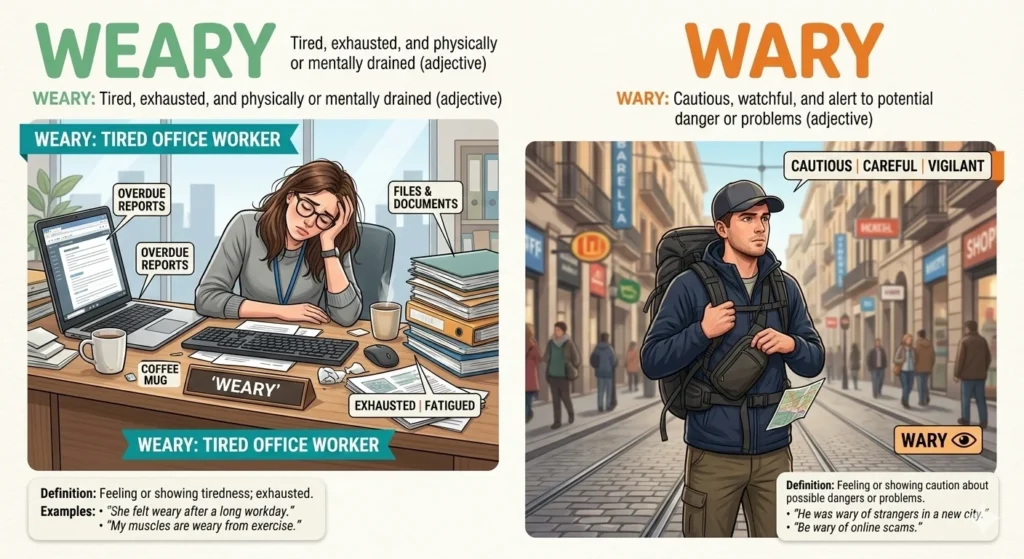 weary vs wary