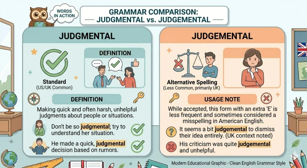 judgmental vs judgemental