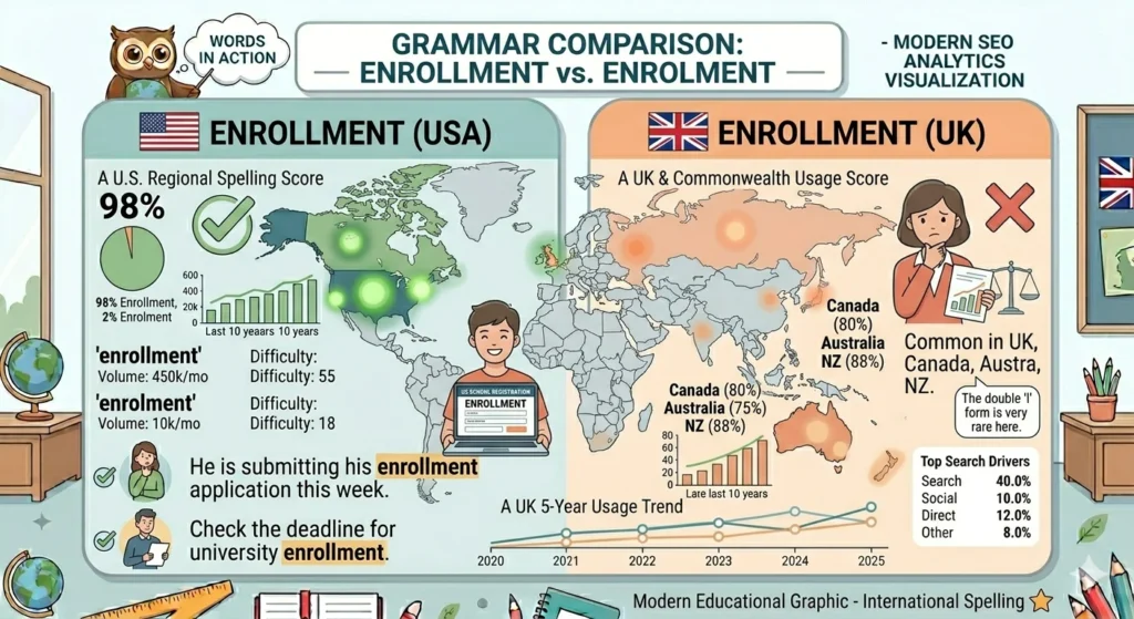 enrollment vs enrolment