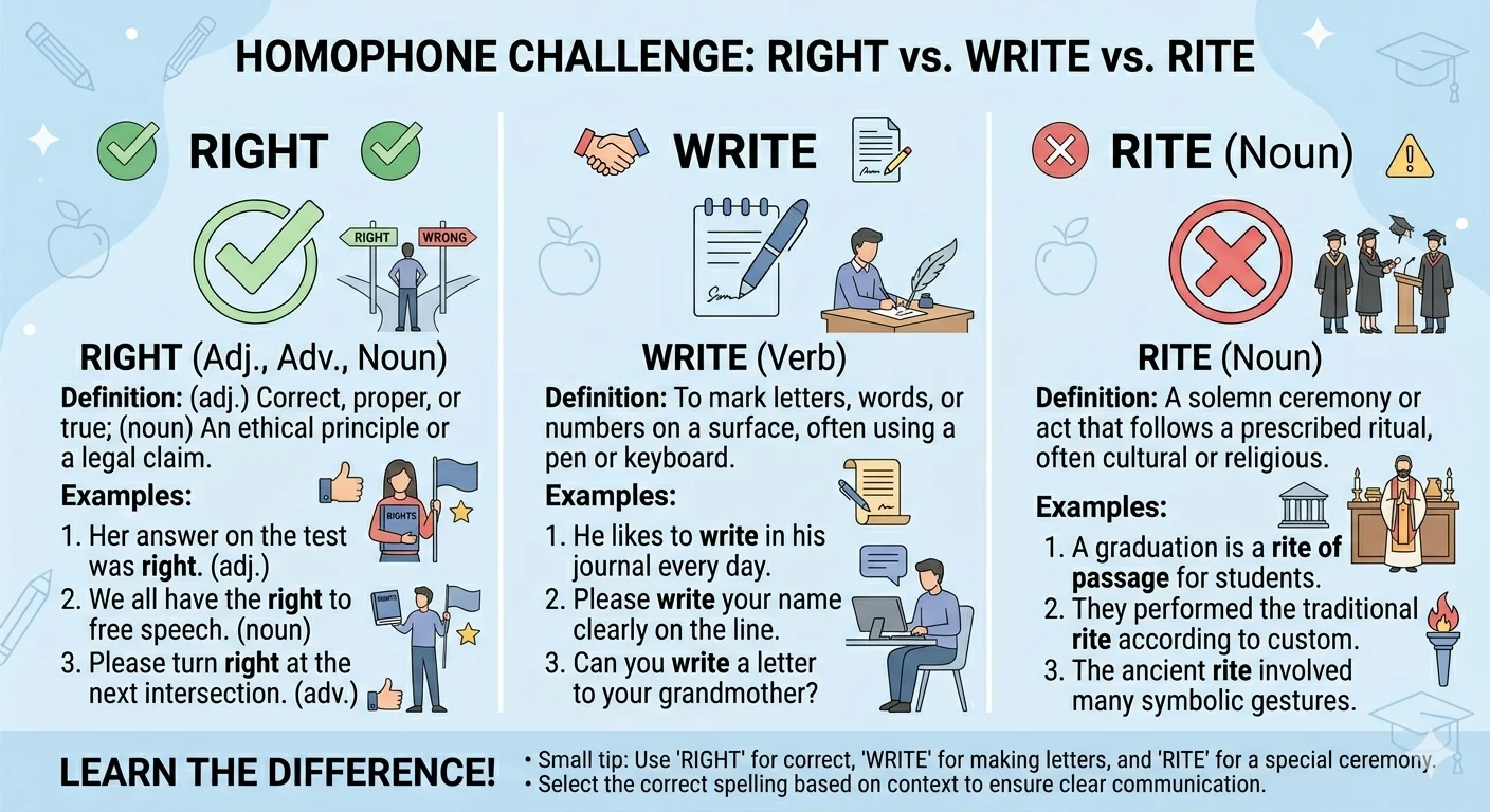 right vs write vs rite