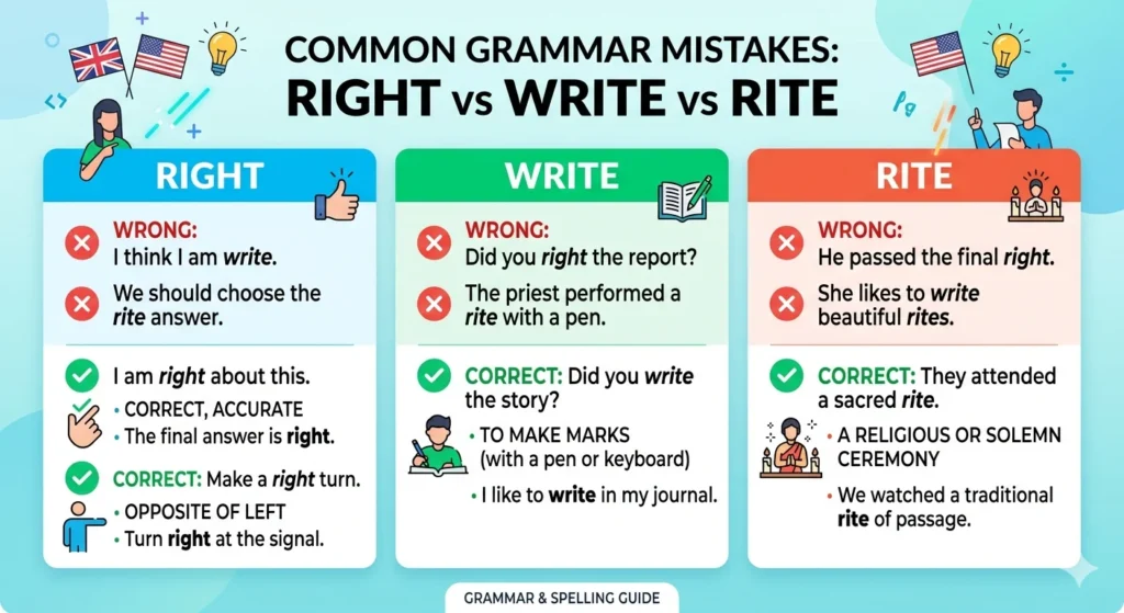 right vs write vs rite