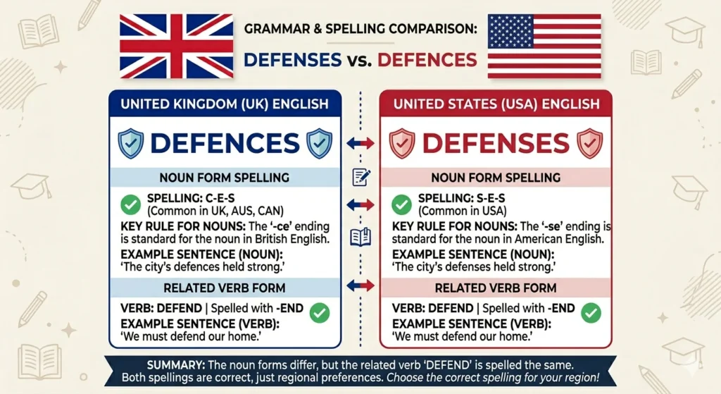 defenses vs defences