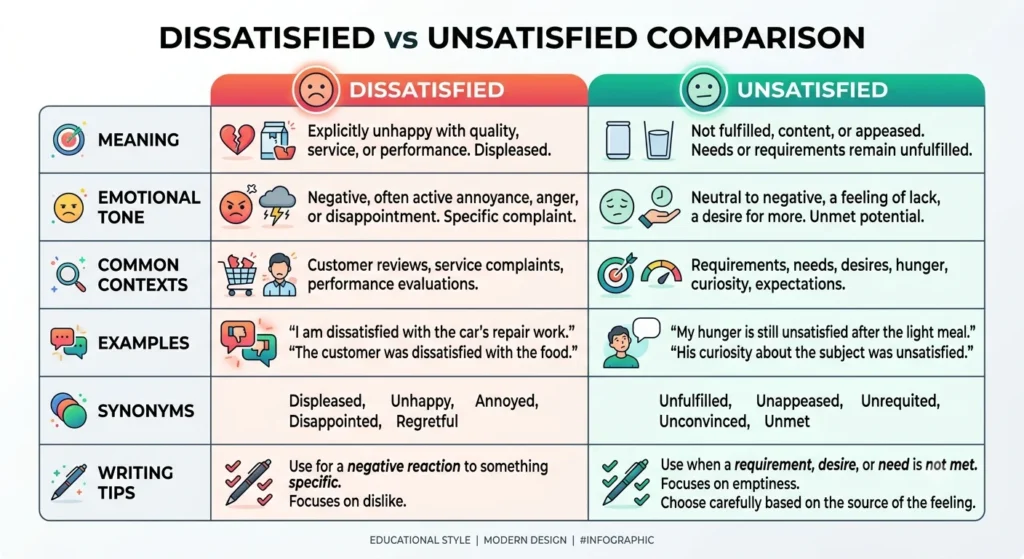dissatisfied vs unsatisfied