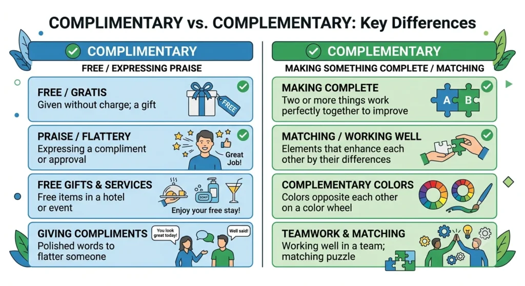 complimentary vs complementary