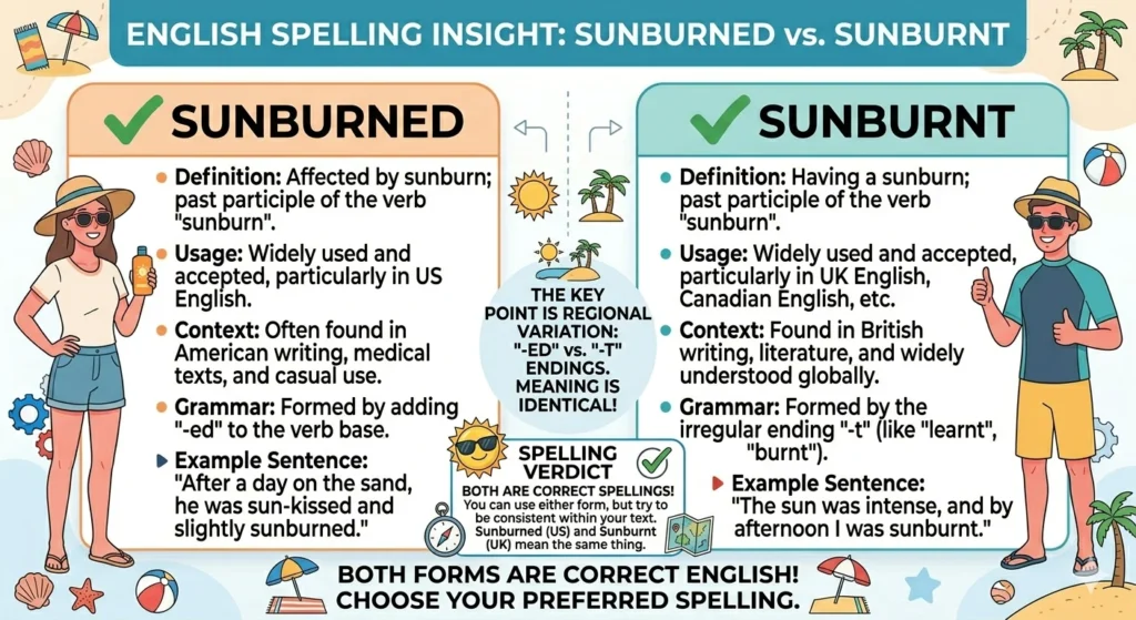 sunburned vs sunburnt