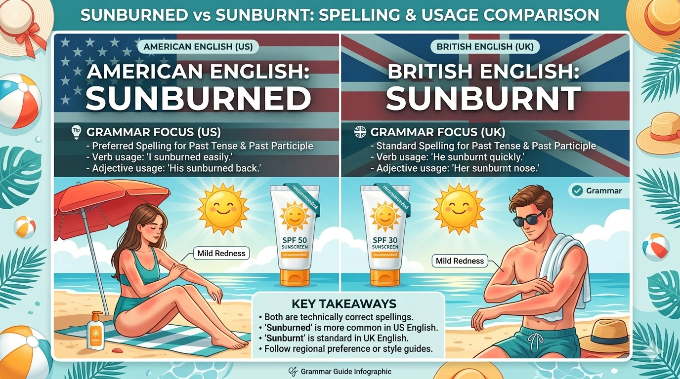 sunburned vs sunburnt