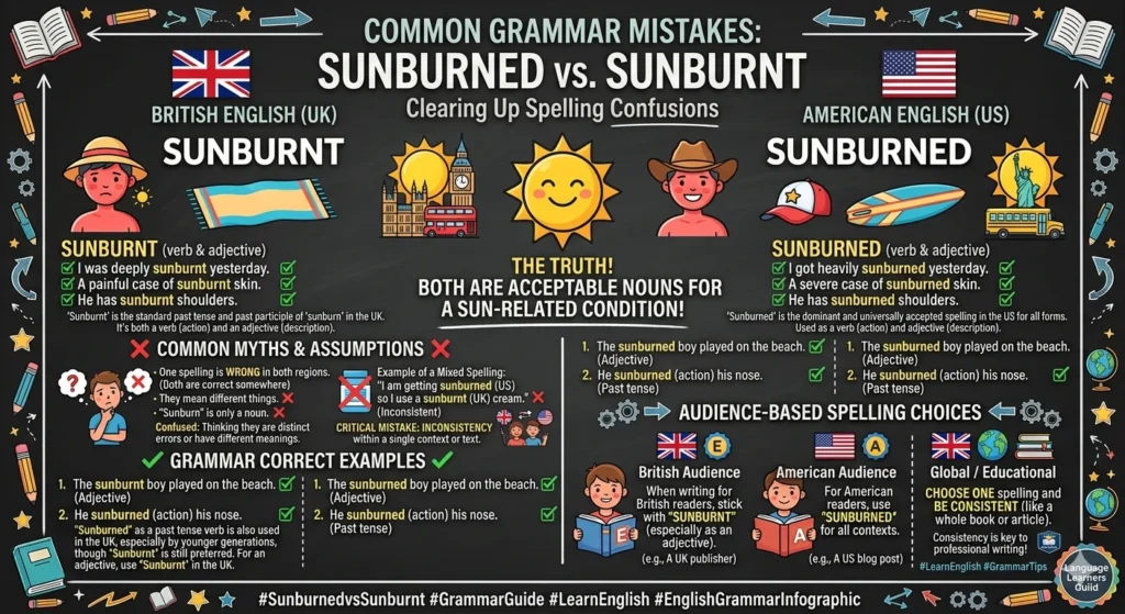 sunburned vs sunburnt